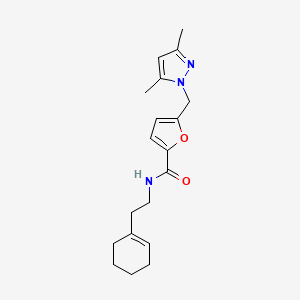 molecular formula C19H25N3O2 B5593777 N-[2-(1-cyclohexen-1-yl)ethyl]-5-[(3,5-dimethyl-1H-pyrazol-1-yl)methyl]-2-furamide 