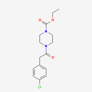 molecular formula C15H19ClN2O3 B5593814 4-[(4-氯苯基)乙酰基]-1-哌嗪羧酸乙酯 