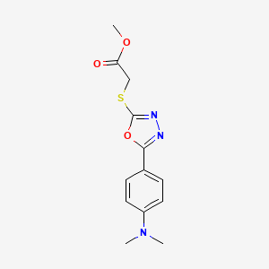 molecular formula C13H15N3O3S B5593816 methyl ({5-[4-(dimethylamino)phenyl]-1,3,4-oxadiazol-2-yl}thio)acetate 