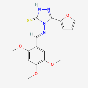 molecular formula C16H16N4O4S B5593829 5-(2-furyl)-4-[(2,4,5-trimethoxybenzylidene)amino]-4H-1,2,4-triazole-3-thiol 