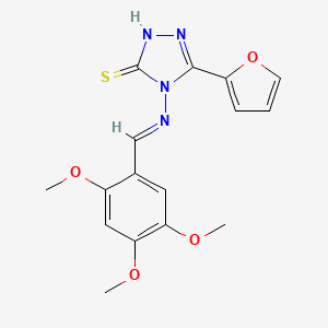 molecular formula C16H16N4O4S B5593829 5-(2-呋喃基)-4-[(2,4,5-三甲氧基苄亚胺)氨基]-4H-1,2,4-三唑-3-硫醇 