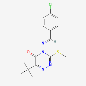 molecular formula C15H17ClN4OS B5593831 6-tert-butyl-4-[(4-chlorobenzylidene)amino]-3-(methylthio)-1,2,4-triazin-5(4H)-one 