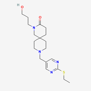 molecular formula C19H30N4O2S B5593837 9-{[2-(ethylthio)pyrimidin-5-yl]methyl}-2-(3-hydroxypropyl)-2,9-diazaspiro[5.5]undecan-3-one 