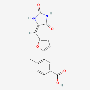 3-{5-[(2,5-dioxo-4-imidazolidinylidene)methyl]-2-furyl}-4-methylbenzoic acid