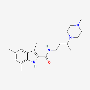 molecular formula C21H32N4O B5593848 3,5,7-三甲基-N-[3-(4-甲基-1-哌嗪基)丁基]-1H-吲哚-2-甲酰胺 