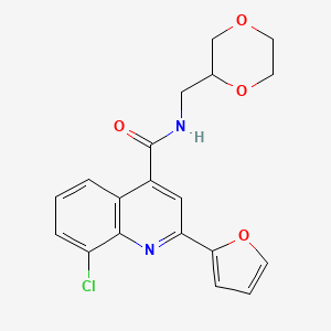 molecular formula C19H17ClN2O4 B5593896 8-chloro-N-(1,4-dioxan-2-ylmethyl)-2-(2-furyl)-4-quinolinecarboxamide 