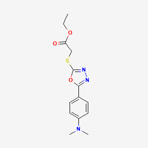 molecular formula C14H17N3O3S B5593903 ethyl ({5-[4-(dimethylamino)phenyl]-1,3,4-oxadiazol-2-yl}thio)acetate 