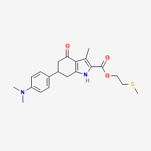 molecular formula C21H26N2O3S B5593940 6-[4-(二甲氨基)苯基]-3-甲基-4-氧代-4,5,6,7-四氢-1H-吲哚-2-羧酸2-(甲硫基)乙酯 