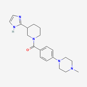molecular formula C20H27N5O B5593952 1-(4-{[3-(1H-imidazol-2-yl)-1-piperidinyl]carbonyl}phenyl)-4-methylpiperazine 
