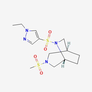 molecular formula C13H22N4O4S2 B5594009 (1S*,5R*)-6-[(1-乙基-1H-吡唑-4-基)磺酰基]-3-(甲基磺酰基)-3,6-二氮杂双环[3.2.2]壬烷 