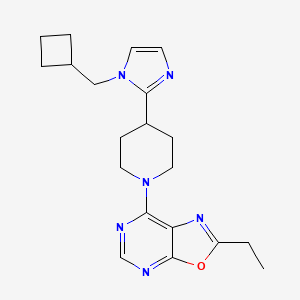 molecular formula C20H26N6O B5594020 7-{4-[1-(cyclobutylmethyl)-1H-imidazol-2-yl]-1-piperidinyl}-2-ethyl[1,3]oxazolo[5,4-d]pyrimidine 