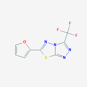 molecular formula C8H3F3N4OS B5594028 6-(2-furyl)-3-(trifluoromethyl)[1,2,4]triazolo[3,4-b][1,3,4]thiadiazole 