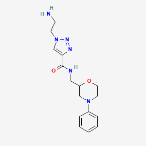 molecular formula C16H22N6O2 B5594040 1-(2-aminoethyl)-N-[(4-phenylmorpholin-2-yl)methyl]-1H-1,2,3-triazole-4-carboxamide 