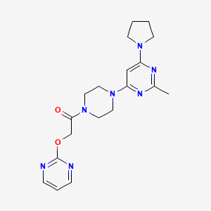 molecular formula C19H25N7O2 B5594045 2-methyl-4-{4-[(2-pyrimidinyloxy)acetyl]-1-piperazinyl}-6-(1-pyrrolidinyl)pyrimidine 