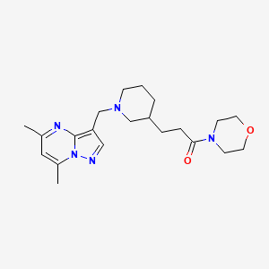 molecular formula C21H31N5O2 B5594081 5,7-dimethyl-3-{[3-(3-morpholin-4-yl-3-oxopropyl)piperidin-1-yl]methyl}pyrazolo[1,5-a]pyrimidine 