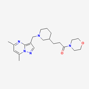 molecular formula C21H31N5O2 B5594081 5,7-二甲基-3-{[3-(3-吗啉-4-基-3-氧代丙基)哌啶-1-基]甲基}吡唑并[1,5-a]嘧啶 