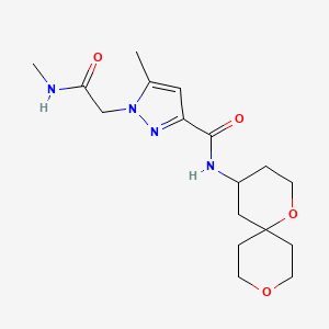 molecular formula C17H26N4O4 B5594106 N-1,9-dioxaspiro[5.5]undec-4-yl-5-methyl-1-[2-(methylamino)-2-oxoethyl]-1H-pyrazole-3-carboxamide 