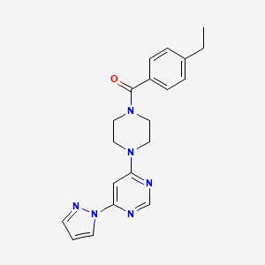 molecular formula C20H22N6O B5594188 4-[4-(4-ethylbenzoyl)-1-piperazinyl]-6-(1H-pyrazol-1-yl)pyrimidine 