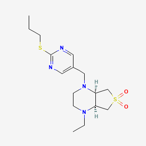 molecular formula C16H26N4O2S2 B5594191 (4aR*,7aS*)-1-ethyl-4-{[2-(propylthio)pyrimidin-5-yl]methyl}octahydrothieno[3,4-b]pyrazine 6,6-dioxide 