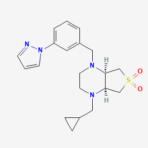 molecular formula C20H26N4O2S B5594208 (4aR*,7aS*)-1-(cyclopropylmethyl)-4-[3-(1H-pyrazol-1-yl)benzyl]octahydrothieno[3,4-b]pyrazine 6,6-dioxide 