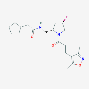 molecular formula C20H30FN3O3 B5594213 2-cyclopentyl-N-({(2S,4S)-1-[3-(3,5-dimethylisoxazol-4-yl)propanoyl]-4-fluoropyrrolidin-2-yl}methyl)acetamide 