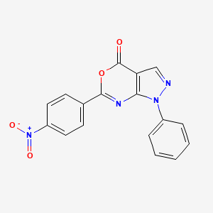 molecular formula C17H10N4O4 B5594219 6-(4-nitrophenyl)-1-phenylpyrazolo[3,4-d][1,3]oxazin-4(1H)-one 