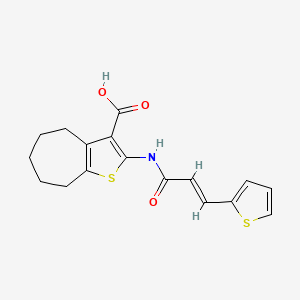 molecular formula C17H17NO3S2 B5594234 2-{[3-(2-thienyl)acryloyl]amino}-5,6,7,8-tetrahydro-4H-cyclohepta[b]thiophene-3-carboxylic acid 