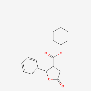 molecular formula C21H28O4 B5594245 4-tert-butylcyclohexyl 5-oxo-2-phenyltetrahydro-3-furancarboxylate 