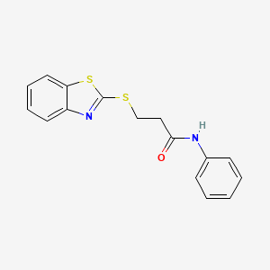 molecular formula C16H14N2OS2 B5594332 3-(1,3-benzothiazol-2-ylthio)-N-phenylpropanamide 