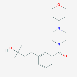 molecular formula C21H32N2O3 B5594356 2-methyl-4-(3-{[4-(tetrahydro-2H-pyran-4-yl)-1-piperazinyl]carbonyl}phenyl)-2-butanol 