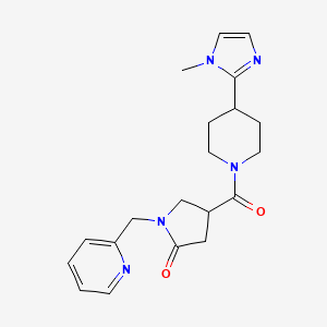 molecular formula C20H25N5O2 B5594396 4-{[4-(1-methyl-1H-imidazol-2-yl)-1-piperidinyl]carbonyl}-1-(2-pyridinylmethyl)-2-pyrrolidinone 