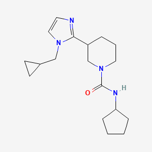 molecular formula C18H28N4O B5594400 N-cyclopentyl-3-[1-(cyclopropylmethyl)-1H-imidazol-2-yl]-1-piperidinecarboxamide 