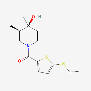molecular formula C14H21NO2S2 B5594429 (3R*,4S*)-1-{[5-(乙硫基)-2-噻吩基]羰基}-3,4-二甲基哌啶-4-醇 