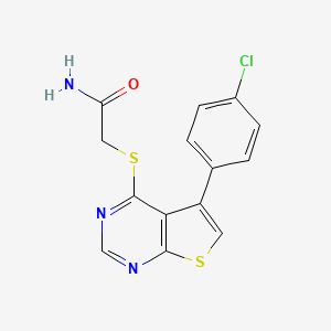 molecular formula C14H10ClN3OS2 B5594482 2-{[5-(4-氯苯基)噻吩并[2,3-d]嘧啶-4-基]硫代}乙酰胺 