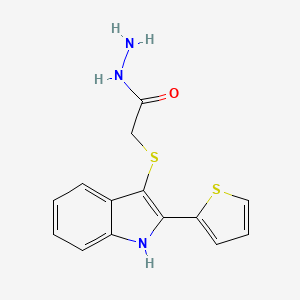 molecular formula C14H13N3OS2 B5594498 2-{[2-(2-thienyl)-1H-indol-3-yl]thio}acetohydrazide 