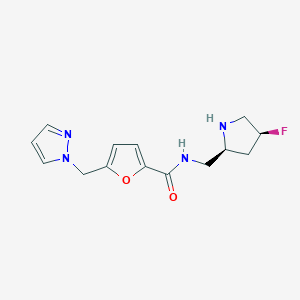 N-{[(2S,4S)-4-fluoro-2-pyrrolidinyl]methyl}-5-(1H-pyrazol-1-ylmethyl)-2-furamide hydrochloride