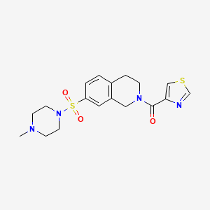 molecular formula C18H22N4O3S2 B5594631 7-[(4-methylpiperazin-1-yl)sulfonyl]-2-(1,3-thiazol-4-ylcarbonyl)-1,2,3,4-tetrahydroisoquinoline 