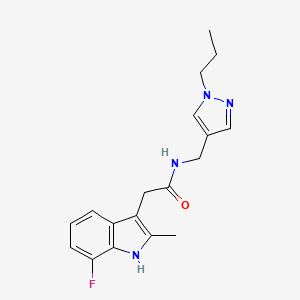 2-(7-fluoro-2-methyl-1H-indol-3-yl)-N-[(1-propyl-1H-pyrazol-4-yl)methyl]acetamide