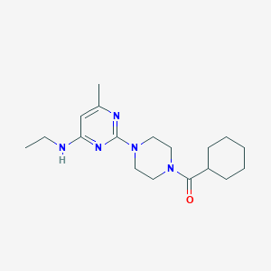 molecular formula C18H29N5O B5594645 2-[4-(cyclohexylcarbonyl)-1-piperazinyl]-N-ethyl-6-methyl-4-pyrimidinamine 