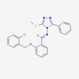 molecular formula C23H19ClN4OS B5594660 N-{2-[(2-chlorobenzyl)oxy]benzylidene}-3-(methylthio)-5-phenyl-4H-1,2,4-triazol-4-amine 