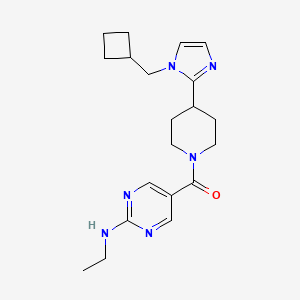 molecular formula C20H28N6O B5594756 5-({4-[1-(cyclobutylmethyl)-1H-imidazol-2-yl]-1-piperidinyl}carbonyl)-N-ethyl-2-pyrimidinamine 