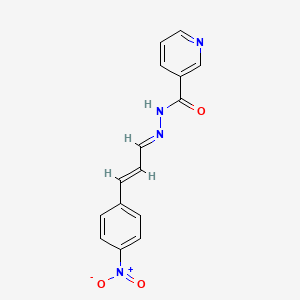 molecular formula C15H12N4O3 B5594778 N'-[3-(4-硝基苯基)-2-丙烯-1-亚基]烟酰肼 