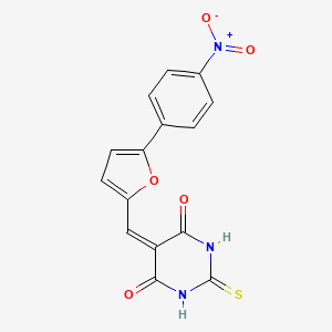 molecular formula C15H9N3O5S B5594792 5-{[5-(4-nitrophenyl)-2-furyl]methylene}-2-thioxodihydro-4,6(1H,5H)-pyrimidinedione 