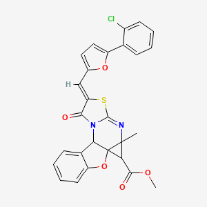 molecular formula C27H19ClN2O5S B5594811 methyl 9-{[5-(2-chlorophenyl)-2-furyl]methylene}-6a-methyl-10-oxo-6,6a,9,10-tetrahydro-11aH-[1]benzofuro[2,3-e]cyclopropa[d][1,3]thiazolo[3,2-a]pyrimidine-6-carboxylate 