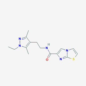 molecular formula C15H19N5OS B5594820 N-[2-(1-乙基-3,5-二甲基-1H-吡唑-4-基)乙基]咪唑并[2,1-b][1,3]噻唑-6-甲酰胺 