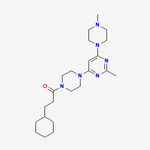 molecular formula C23H38N6O B5594837 4-[4-(3-cyclohexylpropanoyl)-1-piperazinyl]-2-methyl-6-(4-methyl-1-piperazinyl)pyrimidine 