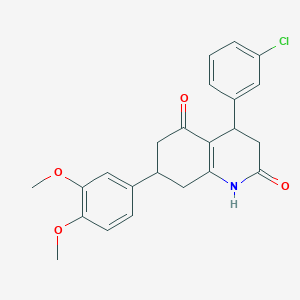 molecular formula C23H22ClNO4 B5594844 4-(3-chlorophenyl)-7-(3,4-dimethoxyphenyl)-4,6,7,8-tetrahydro-2,5(1H,3H)-quinolinedione 