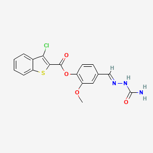 molecular formula C18H14ClN3O4S B5594885 4-[2-(aminocarbonyl)carbonohydrazonoyl]-2-methoxyphenyl 3-chloro-1-benzothiophene-2-carboxylate 