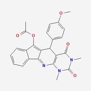 molecular formula C25H21N3O5 B5594899 5-(4-methoxyphenyl)-1,3-dimethyl-2,4-dioxo-2,3,4,5-tetrahydro-1H-indeno[2',1':5,6]pyrido[2,3-d]pyrimidin-6-yl acetate 