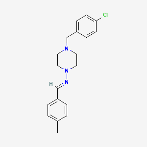 molecular formula C19H22ClN3 B5594913 4-(4-氯苄基)-N-(4-甲基苄亚胺)-1-哌嗪胺 